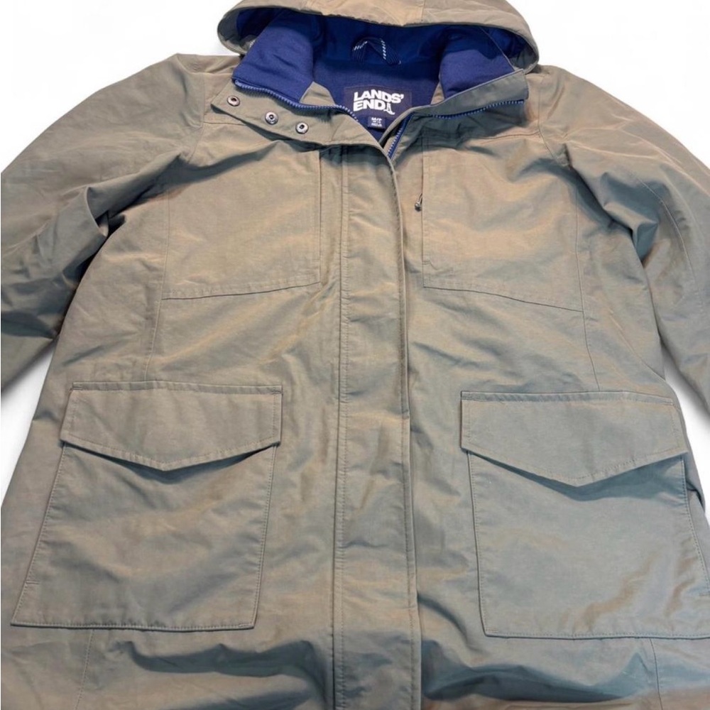 Lands' End Olive Hooded Utility Parka - Picture 3 of 4